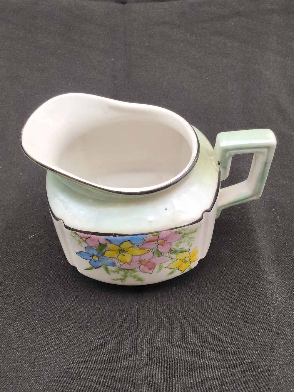 Antique Nippon Hand-Painted Floral Sugar & Creamer Set - Octagonal Lustreware - Picture 4 of 16